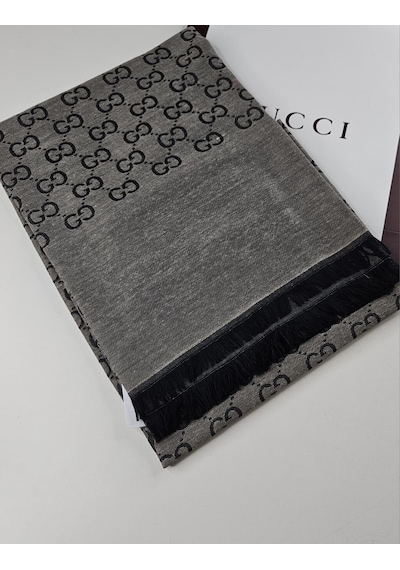 Miorel Scarfs İnce Kumaş G Desen Pamuklu Şal Yün İpek Şal 4 Mevsim Çift Taraflı Füme