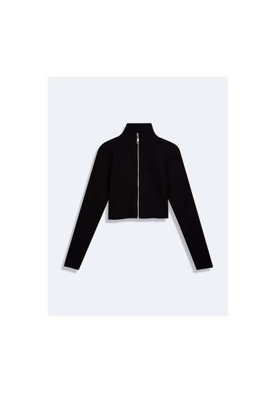 LTB Slim Fit Dik Yaka Crop Siyah Kazak