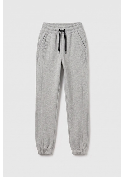 TOMMYLIFE Gri Melanj Standart Ön Dikiş Detaylı Kız Çocuk Eşofman Alt - 75197
