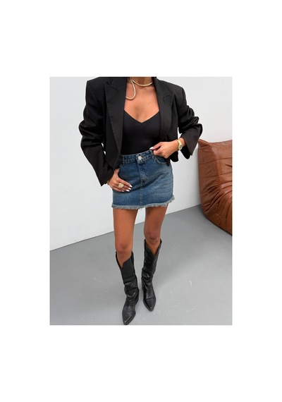 Kene Jeans Etek Ucu Püskül Mini Kahve Tint Kot/denim Etek Kahverengi