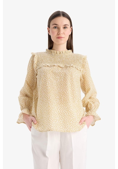 DeFacto Regular Fit Desenli Fırfır Yaka Vual Uzun Kollu Tesettür Bluz Tunik E7966AX25SMWT47