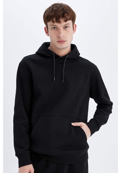 DeFacto Regular Fit Kapüşonlu Kanguru Cepli İçi Yumuşak Tüylü Basic Düz Sweatshirt X8283AZ24AUBK81
