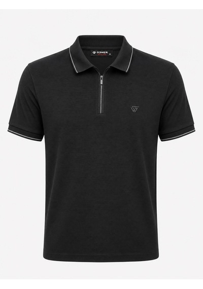 Classics Men Gewer Slim Fit Erkek Polo Yaka Fermuarlı Tişört 7687 Siyah
