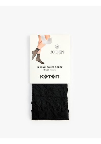 Koton 30 Den Desenli Soket Çorap Siyah 7wak81129aa