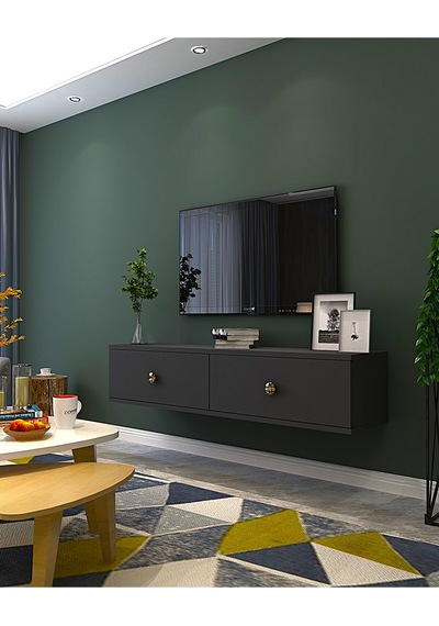 Tda1202a - Zuzu Duvara Montaj Tv Stand Antrasit-gold 120cm Antrasit / Koyu Gri
