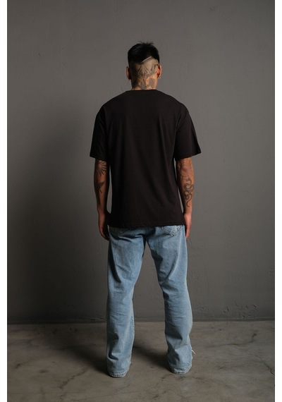 Technomonkey Siyah Oversize Evolution Baskılı Unisex Tişört