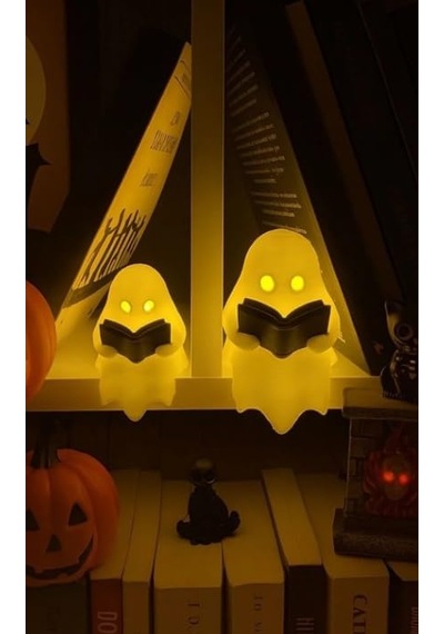 Housetrend Kitap Okuyan Hayalet Figürü 2'li Kullanım Masaüstü Dekoru Hediye Biblo Figür Halloween Dekoratif Diğer
