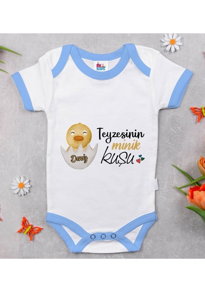 Bitmeyenkartus Bk Kids Kişiye Özel Mavi Bebek Body Zıbın - Model 78 Çok Renkli