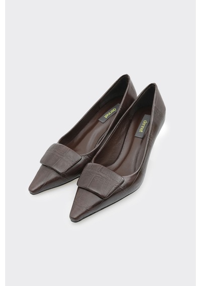 Derinet Kısa Topuklu Kadın Stiletto Kahve Kahve