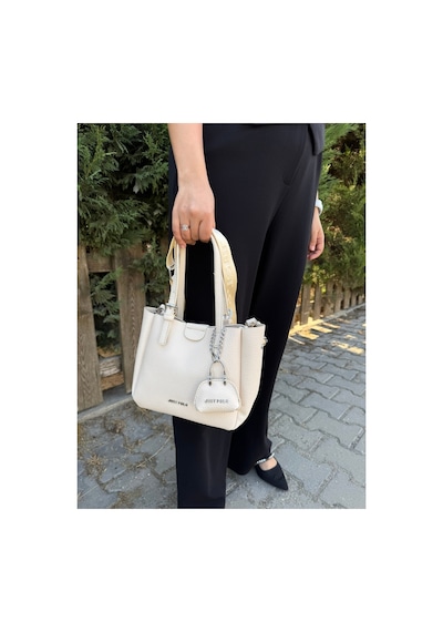 Just Polo Günlük Kombinlere Uygun Kadın Orta Boy Ayarlanabilir Askılı Şık El & Omuz Çantası Shoulder Bag Krem 08891826
