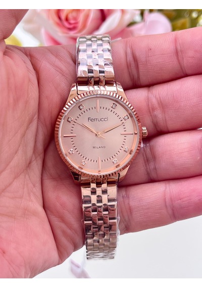 Ferrucci Fc60783 Retro Model Çelik Jübile Kordon Sade Şık Kadın Kol Saati Rose Gold