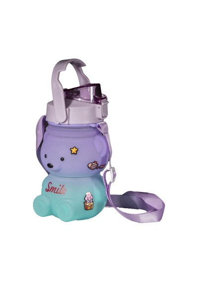 Ayıcıklı Motivasyonel Su Matarası Çocuk Su Matara Suluk 1400 Ml Sticker Etiketli Pipetli Bpa İçermez Diğer