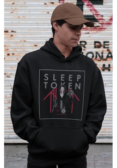 Sevbano Sleep Token Rock Metal Müzik Grubu Baskılı Unisex Oversize Hoodie Siyah