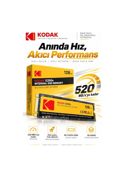 X250s 128gb M.2 Sata 2280 Ssd 520 Mb/s Okuma 500 Mb/s Yazma Hızlı Ssd