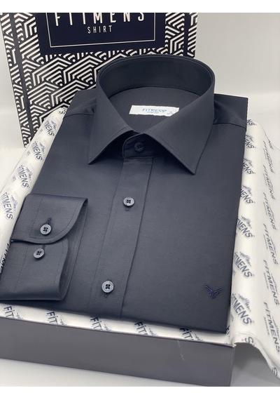 Slim Fit Uzun Kol Saten Hediye Kutulu Kolay Ütülenebilir Erkek Gömlek Fs-002968 - Lacivert-2069