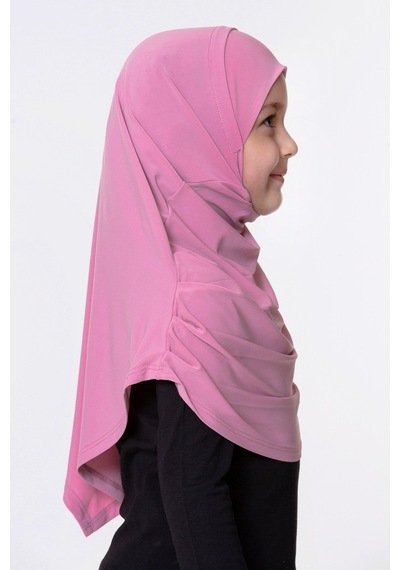 Hürrem Bone Pembe Pratik Hazır Geçmeli Çocuk Tesettür Bone Sandy Kumaş Kendin Pembe