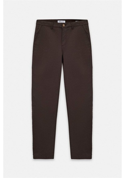 Süvari Koyu Kahve Slim Düz Armürlü Normal Bel Casual Pantolon Spn2020500019-kh9