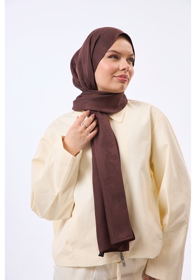 Mirsoy Scarf Zerafet Desen Şal Acı Kahve