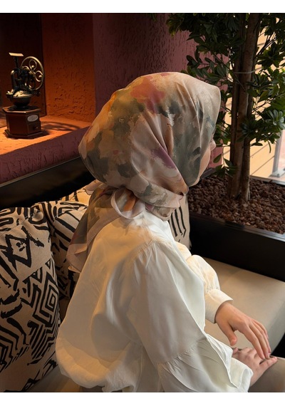 Qalortex Scarf Pamuklu Soft Roza Desen Eşarp-cağla Çağla