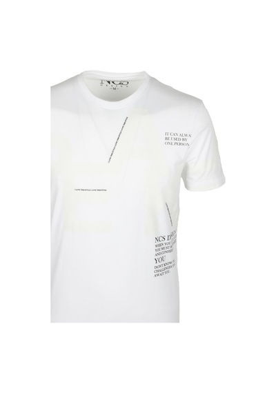 Ncs Beyaz Bisiklet Yaka Baskılı Slim Fit Dar Kesim Tshirt 1227-beyaz Beyaz