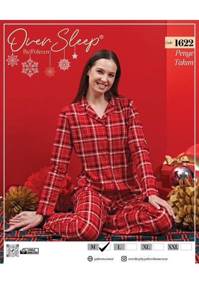 Aras Over Sleep 1622 Poleren Kırmızı Pijama Takım