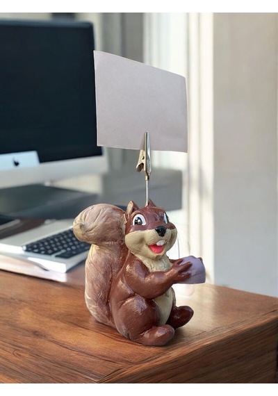 Sevimli Sincap Temalı Fotoğraf Not Tutucu Tutacak Hediyelik Ofis Masası Tutacağı Kahve