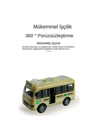 Sürtmeli Pilsiz Minibüs Oyuncağı - Kapıları Açılabilen Güvenli Çocuk Otobüs Araba Modeli