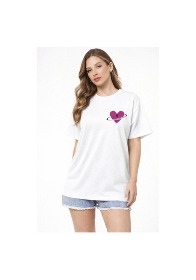 Herkesemoda Stay Kind Yazı Detaylı Basic T-shirt Beyaz