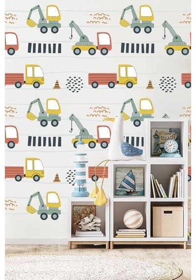Şirin İş Makineleri Temalı 20 Parça Çocuk Ve Bebek Odası Dekoratif Duvar Sticker Seti Figür 2