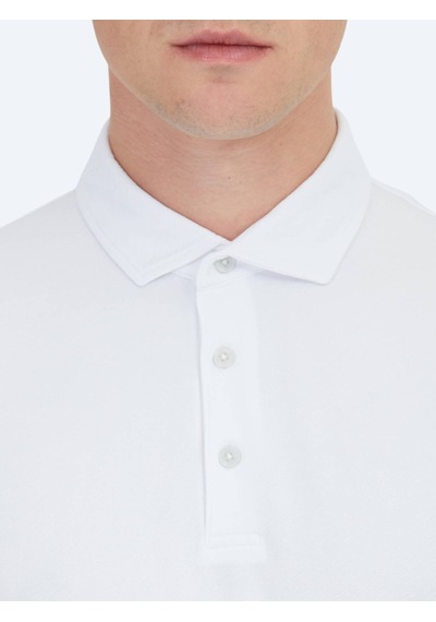 Beyaz Jakarlı Polo Yaka T-shirt Beyaz