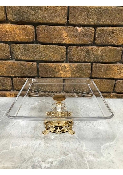 Dream Home Avangarde Gold Döküm Ayak Kare Sunumluk 25 X 25 Cm Altın