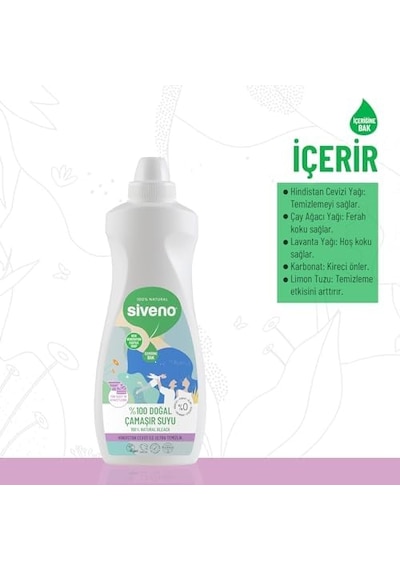 %100 Doğal Çamaşır Suyu Bitkisel Lavanta Çay Ağacı Tüm Yüzey Ve Kumaşlarda 700 Ml 0.75 LT - 2.5 LT - 12 KG