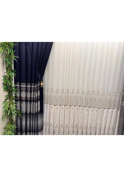Nivemeshome Ft632255 V-530 Antakya Lacivert 1/3 Sık Pileli Fon Perde Apm Lacivert