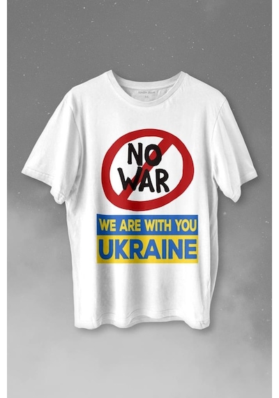 No War We Are With You Ukraine Savaşa Hayır Ukrayna Baskılı Tişört Unisex T-shirt 001