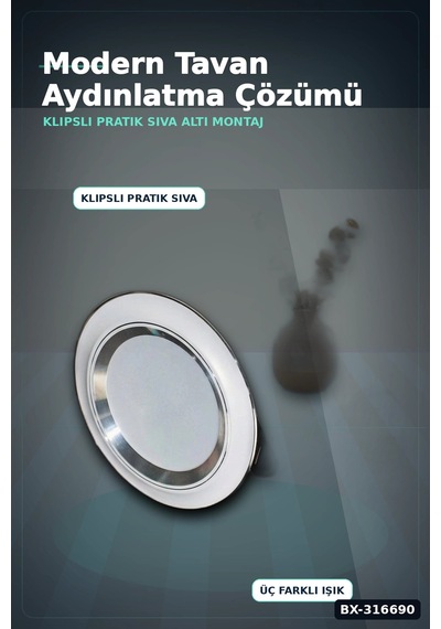Led Spot Lamba 5w Sıva Altı Tavan Aydınlatması Beyaz Kasa 95 Mm 1 Adet Bx-316690 Diğer