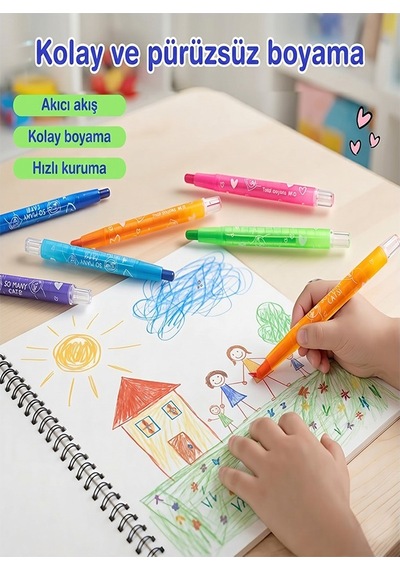 Çevirmeli 24 Lü Mum Boya Uzun 1 Paket Twstable 24 Renk Çevirmeli Mum Boya Pastel Silinebilir Mum Boya Tam Boy Çok Renkli