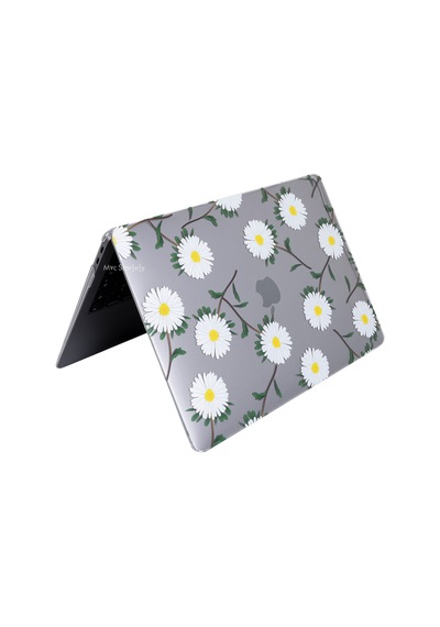 Apple Uyumlu MacBook Air Kılıf 13.6 İnç M2-m3, Flower-01nl Touchıd'li Air M2-m3 A2681 A3113 İle Yeşil Sarı