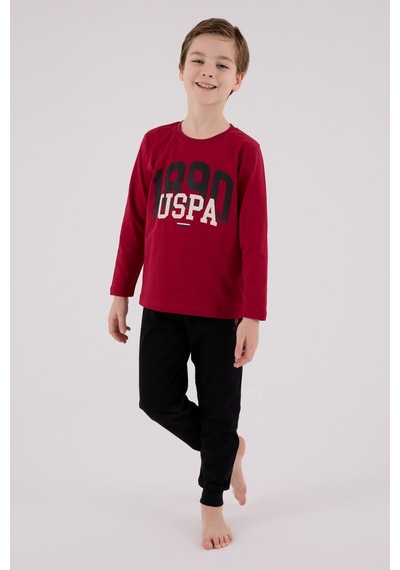 U.S. Polo Assn. U.s. Polo Assn Erkek Çocuk Bordo Pijama Takımı Us2203-c-v2