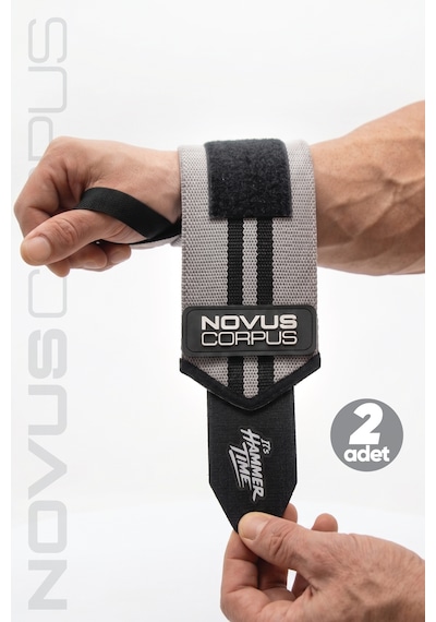 Ağırlık Bilekliği Wrist Wraps Crossfit Fitness Bilekliği Bilek Koruyucu Destek Bilekliği - 2 Adet - Gri/siyah