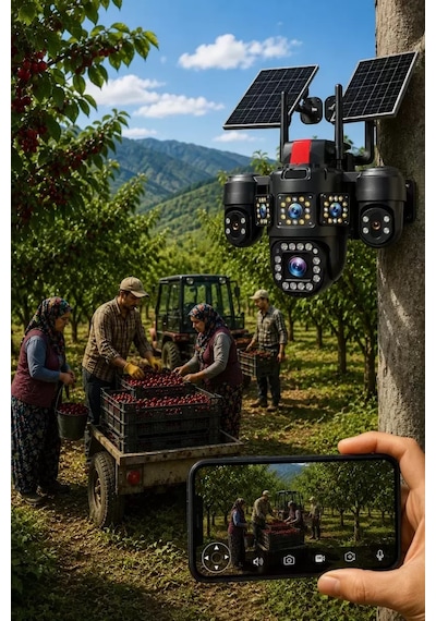Esvision 7021 4 Kameralı 4g Çift Solar Panel 16x Zoom Dual Batarya Hieasy Aov Sürekli Kayıt Gece Görüş Çift Yönlü Ses Sim Kart
