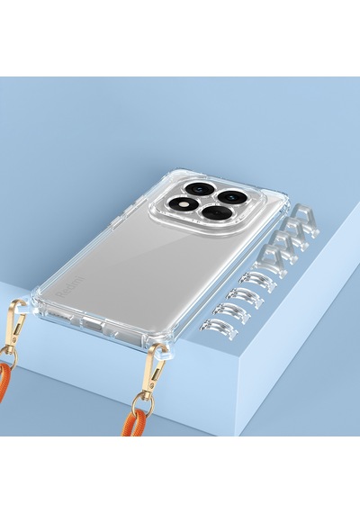 Xiaomi Redmi Note 14 Pro 5g Kılıf Airbagli Takılabilir Askı Aparatlı Zore Snap Silikon Kapak Seffaf