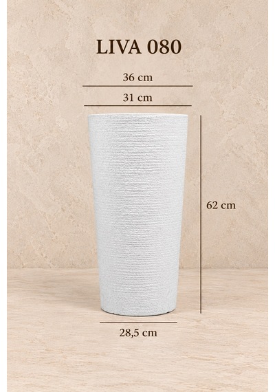 Bostann Dekoratif Saksı - Lıva 080 - 50l - Beyaz