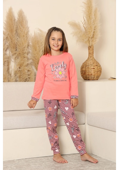 Kız Çocuk Uzun Kol Pijama Takımı Pembe