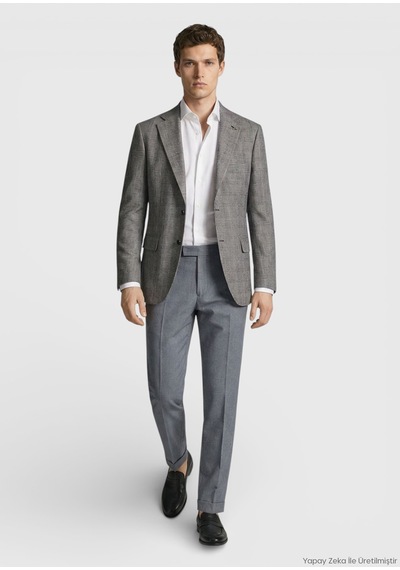 Ramsey Mürdüm Kareli Zeroweight Slim Fit Yün Karışımlı Ceket