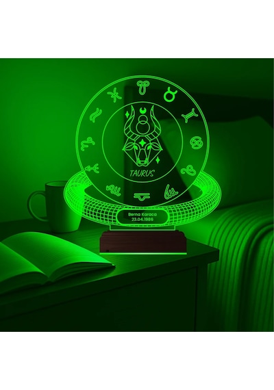 Luvivia Boğa Burcu Taurus Astroloji Doğum Günü Hediyesi Kişiye Özel 3d Lamba - Masa Gece Lambası