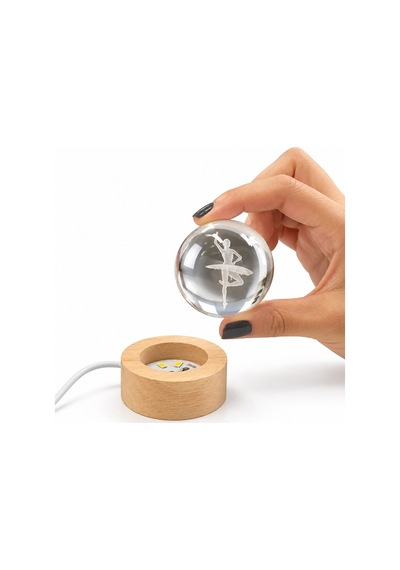 Balerin Figürlü Led Işıklı Mini Cam Küre - Ahşap Standlı