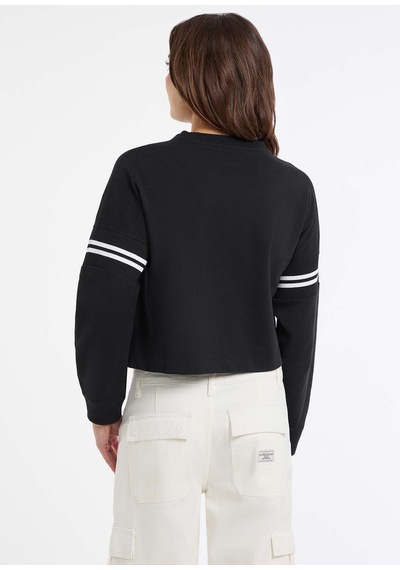 Jeans Yuvarlak Yaka Baskılı Siyah Kadın Sweatshırt Jeans Kadın Sweatshirt Siyah