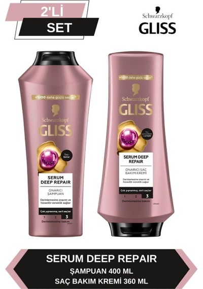 Gliss Serum Deep Repair Onarıcı Şampuan 400 Ml Ve Saç Kremi 360 Ml set-hnkl-5143-6054