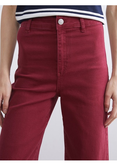 Lcw Modest Bordo Wideleg Kadın Jean Pantolon