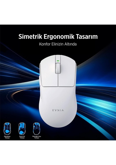 Evnıa Serisi Spk9618 Kablosuz Bluetooth Dual Mod 26000dpı 6 Tuşlu Optik Oyuncu Mouse Beyaz